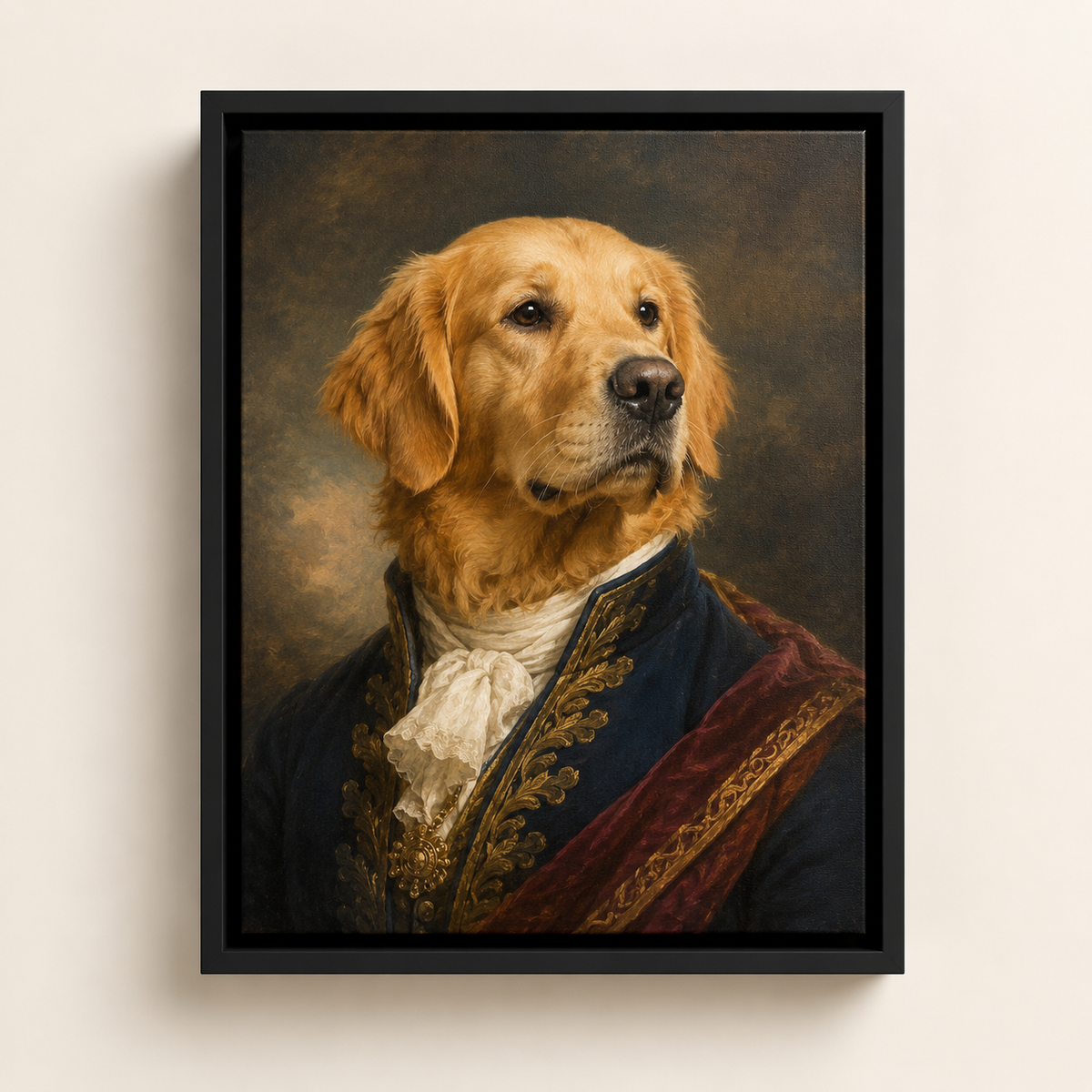 Personalized portrait in a premium black floater frame